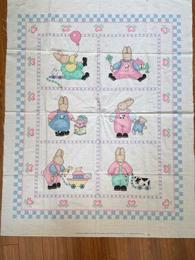 🌸2/$70 - Vintage Daisy Kingdom Fabric Panel of Cute Bunnies